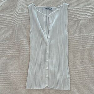 Princess Polly White Button Down Vest Rubbed Top